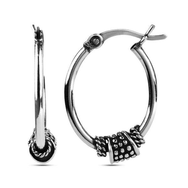 925 Sterling Silver Antique Finish Hoop Earrings for Teen Women