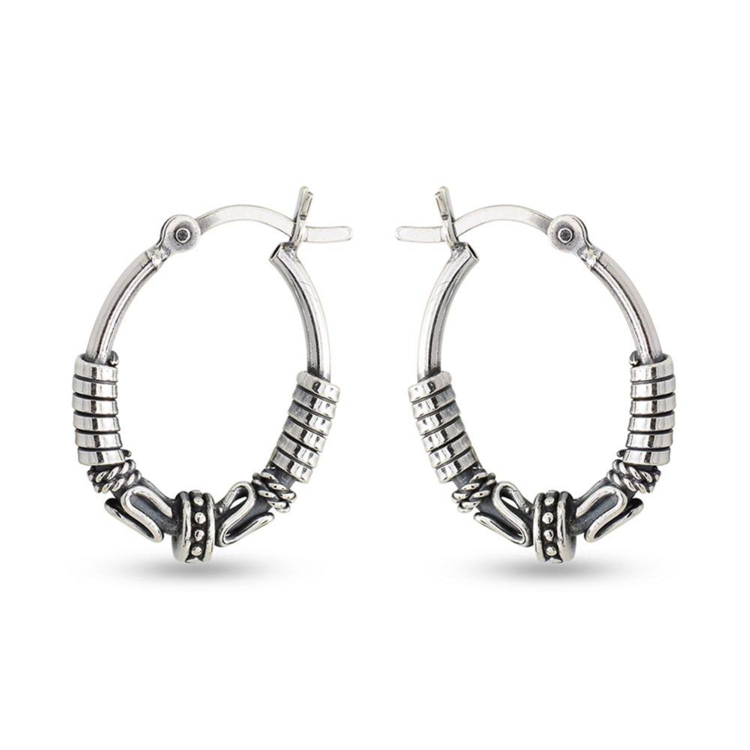 925 Sterling Silver Balinese Hoop Earrings for Teen Women