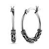 925 Sterling Silver Tribal Hoop Earrings for Teen Women