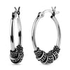 925 Sterling Silver Oxidized Tribal Hoop Earrings for Women