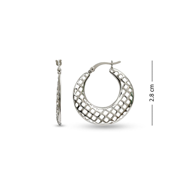 925 Sterling Silver Filigree Texture Hoop Earring for Women