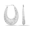 925 Sterling Silver Jewellery Diamond-Cut Light-Weight Oval Hoop Earrings for Women