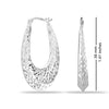 925 Sterling Silver Jewellery Diamond-Cut Light-Weight Oval Hoop Earrings for Women