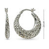 925 Sterling Silver Diamond Cut Hoop Earrings for Women