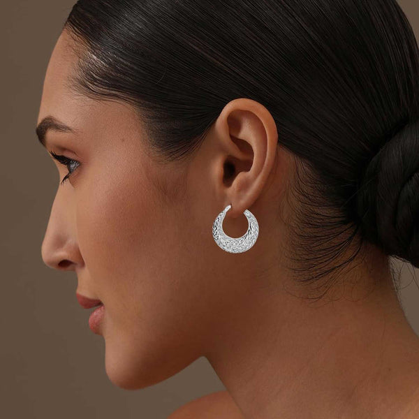 925 Sterling Silver Diamond Cut Hoop Earrings for Women