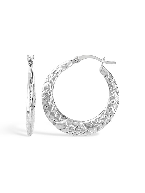 Diamond-Cut Medium Hoops 25mm