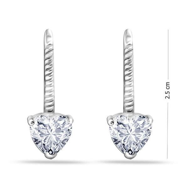 925 Sterling Silver Triangle Cubic-Zirconia Rhodium Plated Lever-Back Drop Dangle Earrings for Women