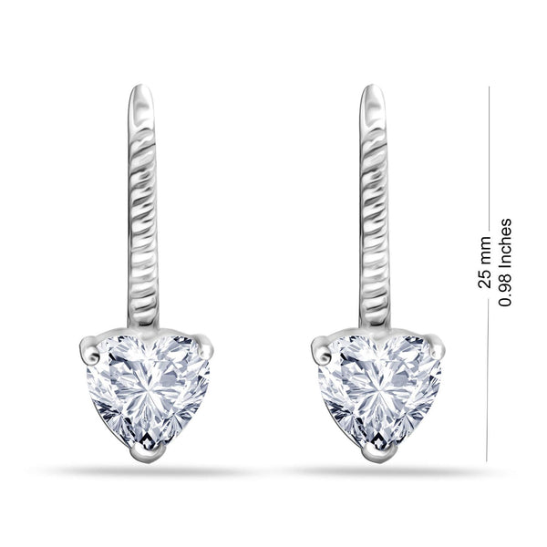 925 Sterling Silver Triangle Cubic-Zirconia Rhodium Plated Lever-Back Drop Dangle Earrings for Women