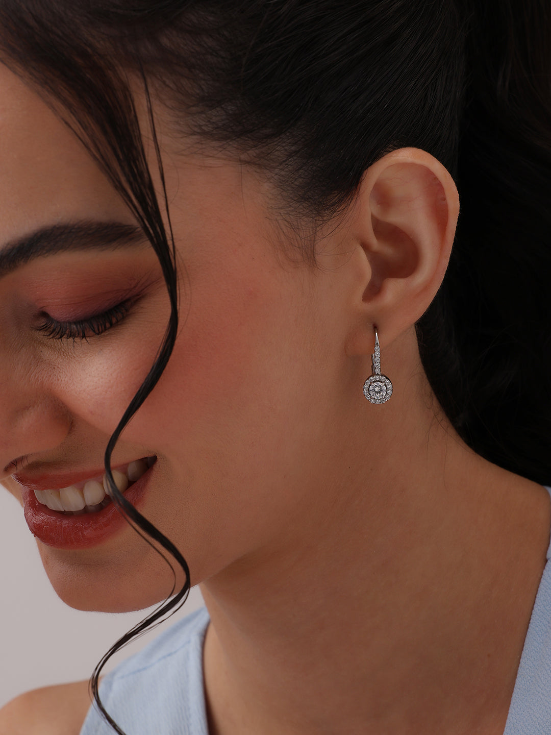 CZ Drop Leverback Earrings