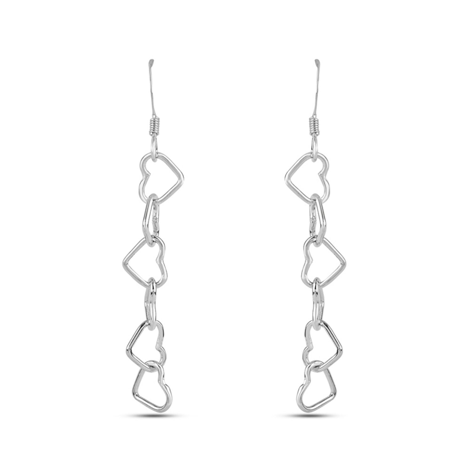 925 Sterling Silver Valentines Day Heart Inspired Dangler Earrings for Women