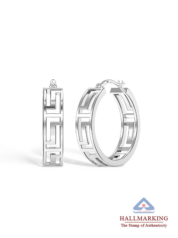 925 Sterlingb Silver Greek Wall Hoop Earrings for Teen Women