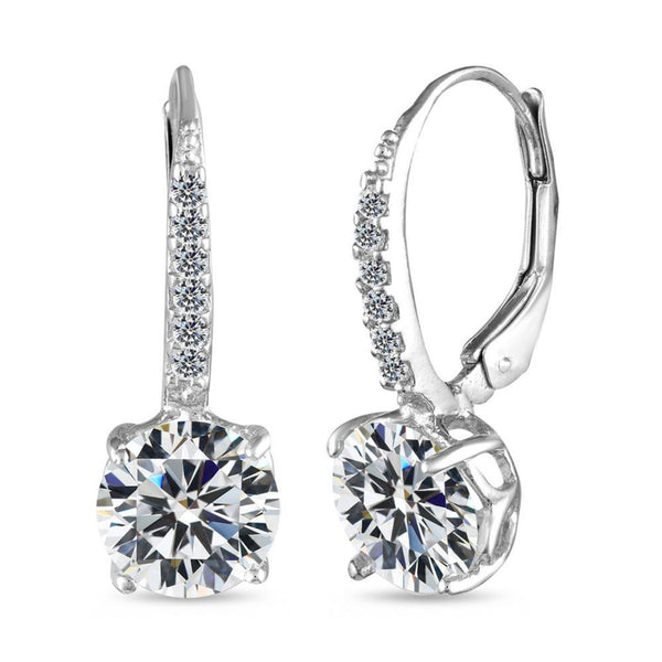 925 Sterling Silver Cubic Zirconia Drop Dangle Leverback Earrings for Women and Girls