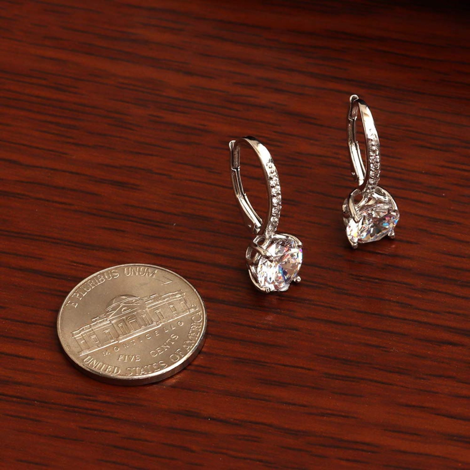 925 Sterling Silver Cubic Zirconia Drop Dangle Leverback Earrings for Women and Girls