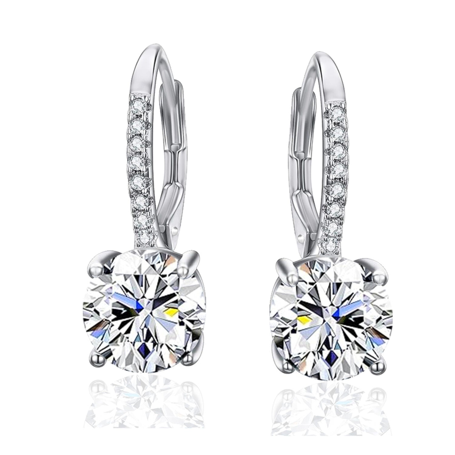 925 Sterling Silver Cubic Zirconia Drop Dangle Leverback Earrings for Women and Girls