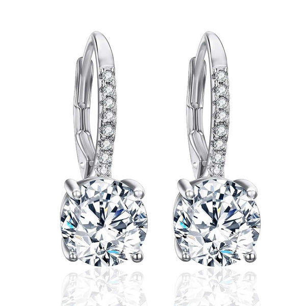 925 Sterling Silver Cubic Zirconia Drop Dangle Leverback Earrings for Women and Girls