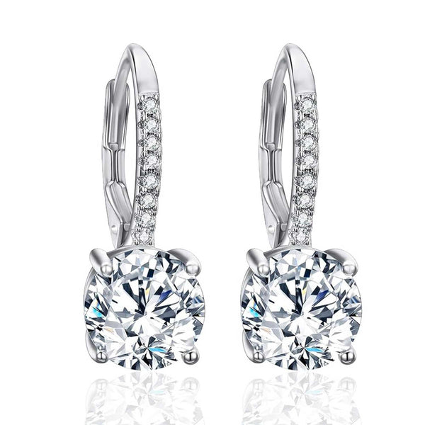 925 Sterling Silver CZ Drop Dangle Earrings for Teen Women 8MM