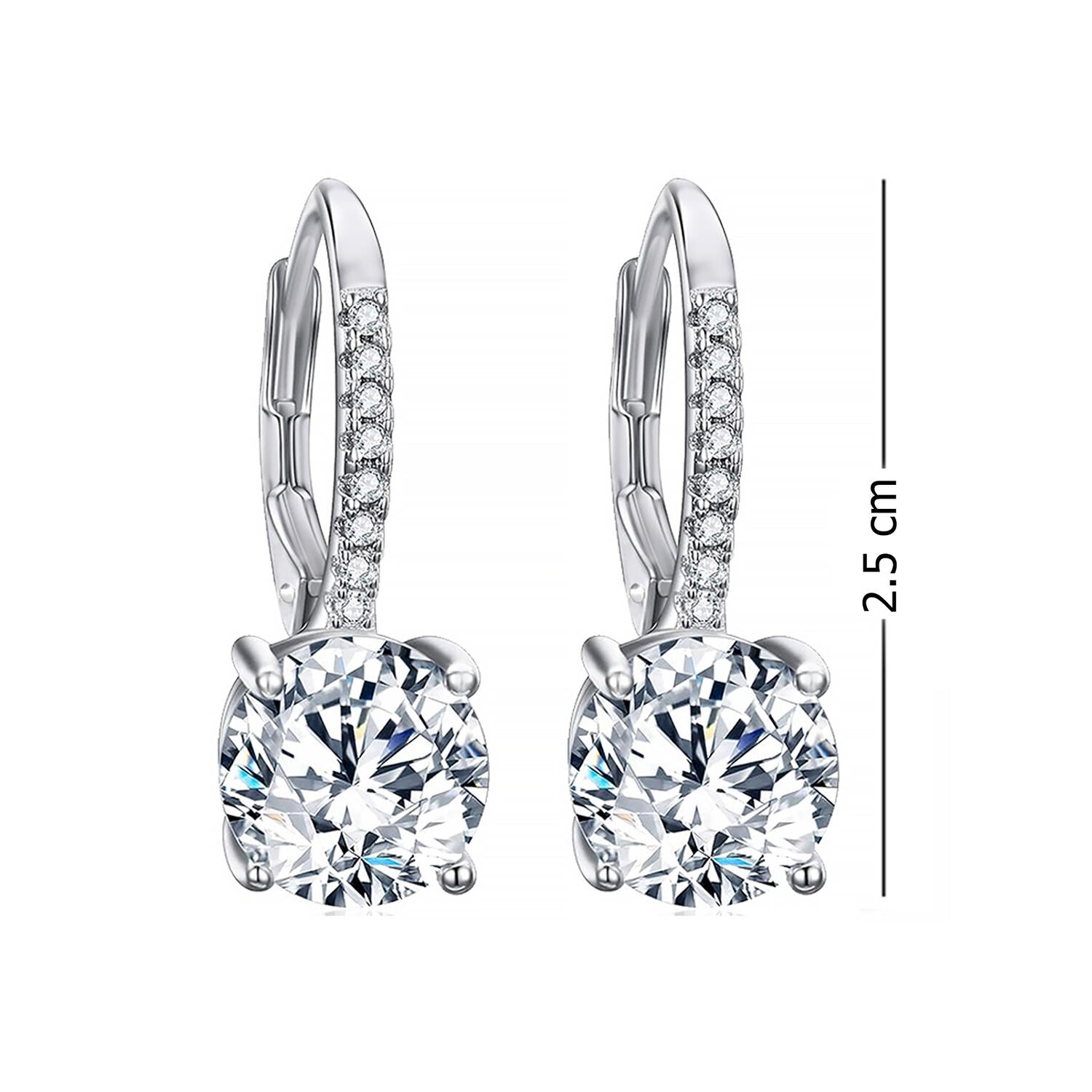 925 Sterling Silver Cubic Zirconia Drop Dangle Leverback Earrings for Women and Girls