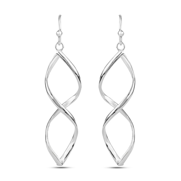 925 Sterling Silver Wire Figure Eight Dangler Earrings for Women 50 MM