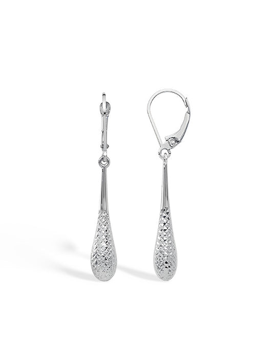 Diamond-Cut Leverback Drop Earrings