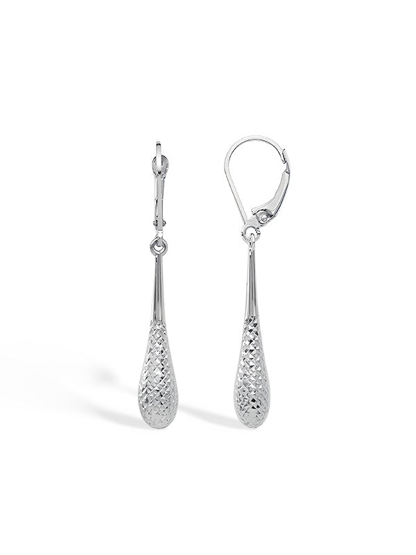 Diamond-Cut Leverback Drop Earrings