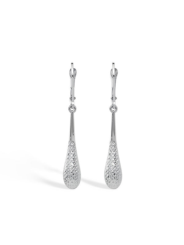 Diamond-Cut Leverback Drop Earrings