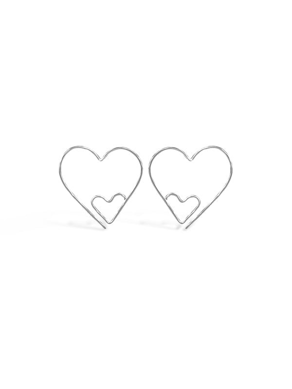 Double Heart Hoop Earrings