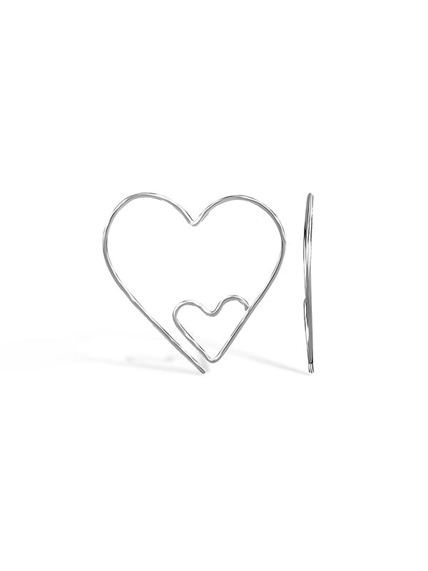Double Heart Hoop Earrings
