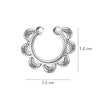 925 Sterling Silver Engraved Moon Motif Design Clip-On Septum Nose Pin for Women