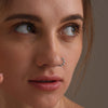 925 Sterling Silver Engraved Moon Motif Design Clip-On Septum Nose Pin for Women