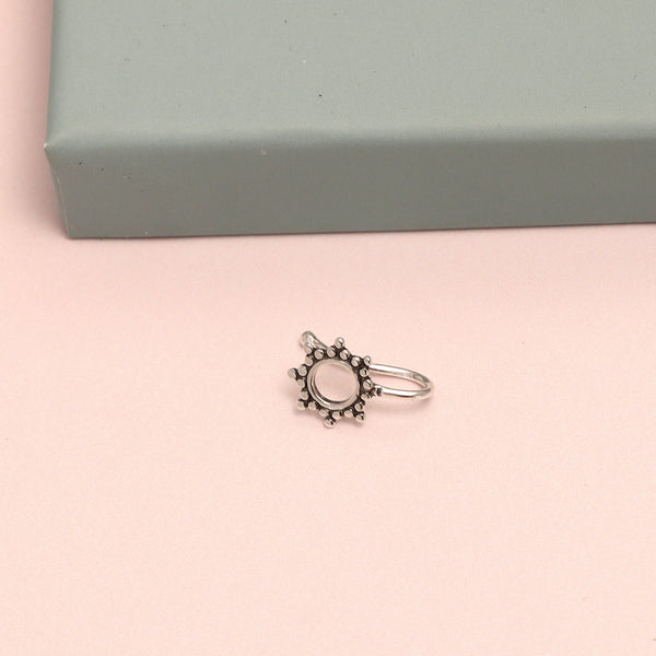 925 Sterling Silver Tribal Flora Clip-On Nose Pin for Women