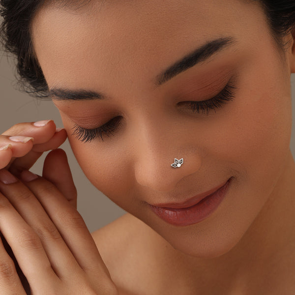 925 Sterling Silver Flower Petals Nose Pin for Women