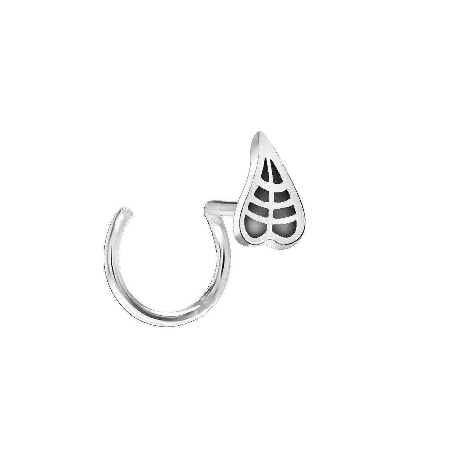 925 Sterling Silver Antique Peepal Leaf Nose Pin Studs for Women