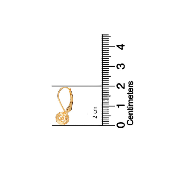 925 Sterling Silver 14K Gold-Plated Filigree Ball Fixed Leverback Dangle Earrings for Women Teen