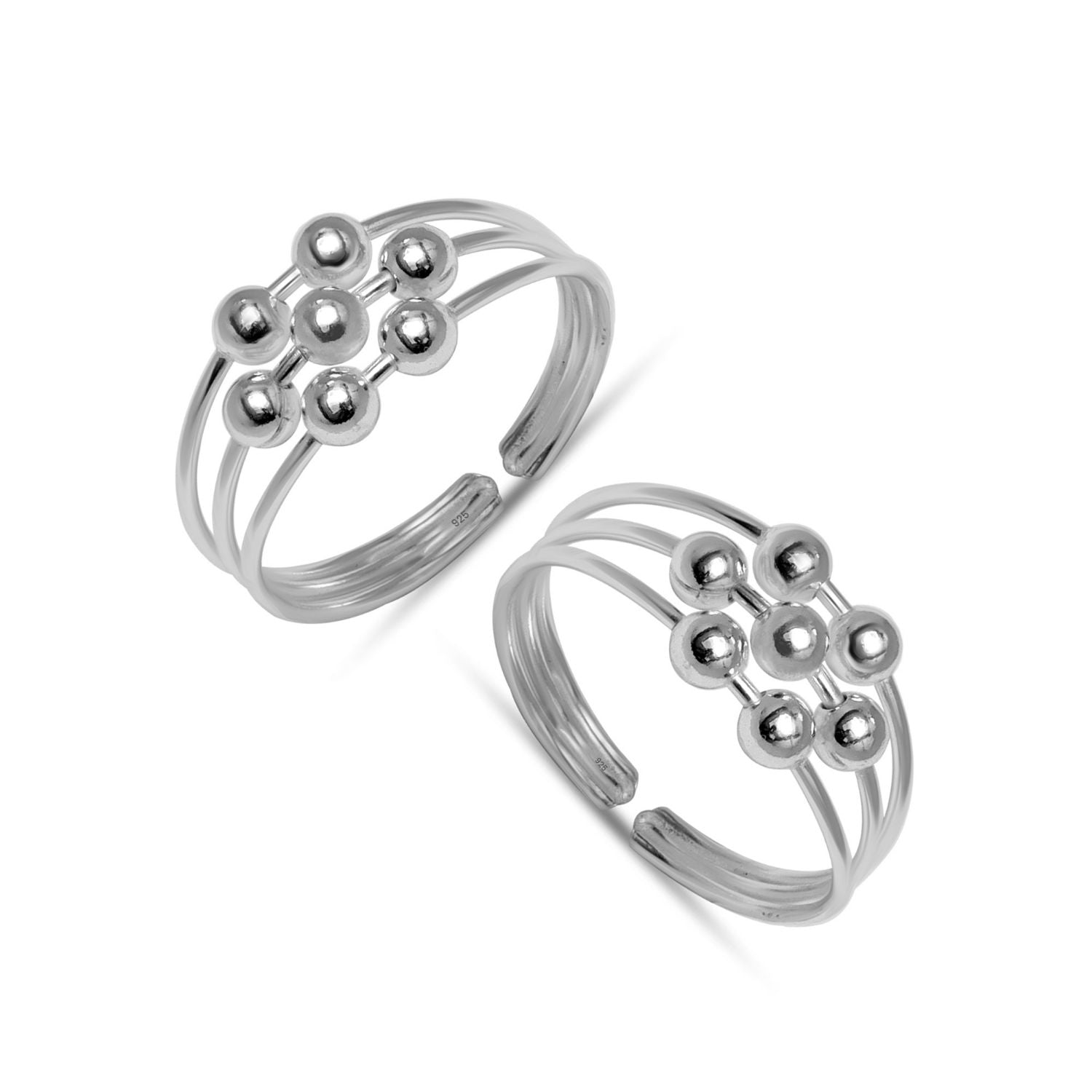 925 Sterling Silver Ball Design Toe Rings for Women