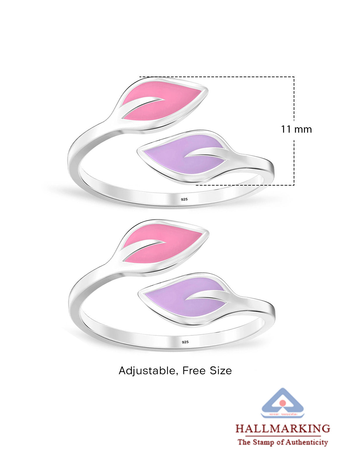 Foglia Pink Enamel Leaf Women's Toe Ring