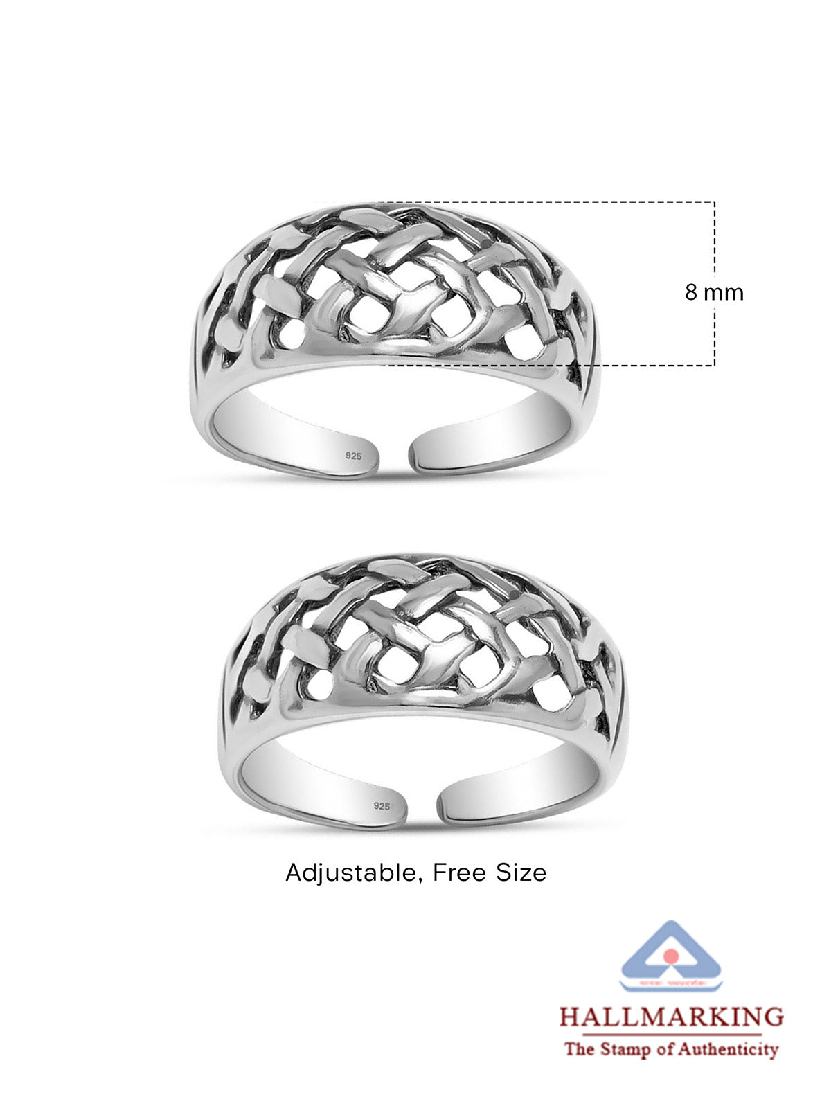Oxidized Pattern Adjustable Toe Ring