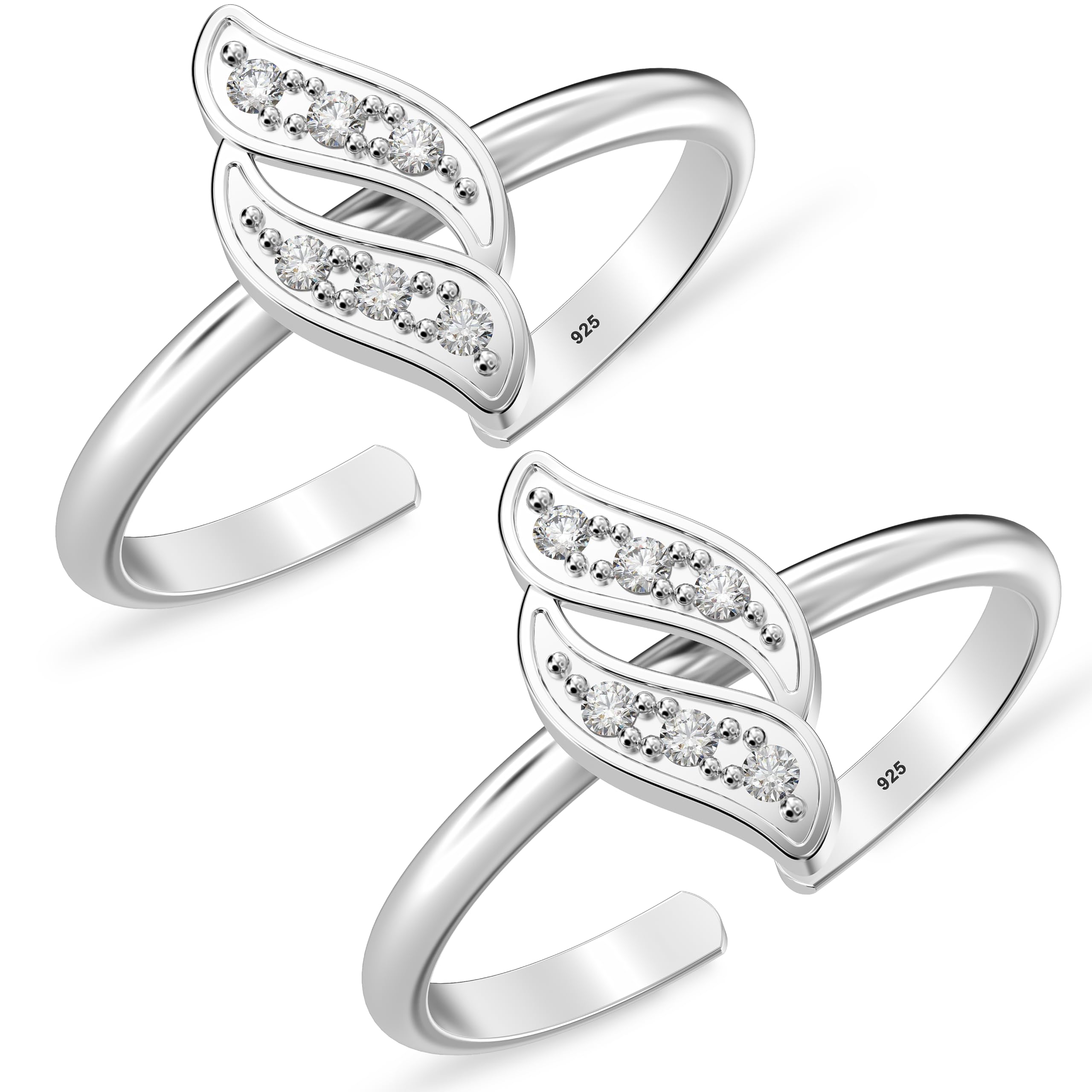 925 Sterling Silver Multi CZ Toe Ring for Women