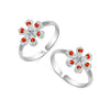 925 Sterling Silver CZ Floral Design Toe Ring for Women
