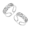 925 Sterling Silver Cz Oxidized Infinity Toe Rings for Women