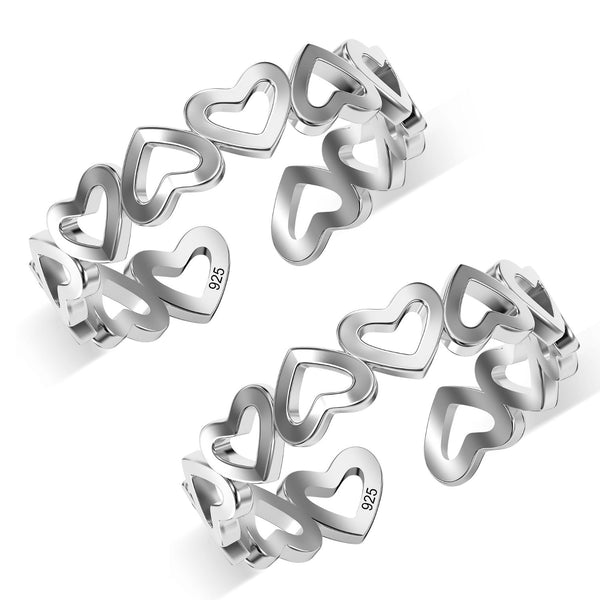 925 Sterling Silver Jewellery Heart Toe Ring Women