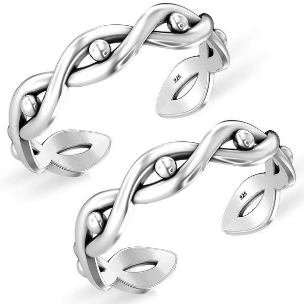 925 Sterling Silver Oxidized Infity Toe Ring for Women