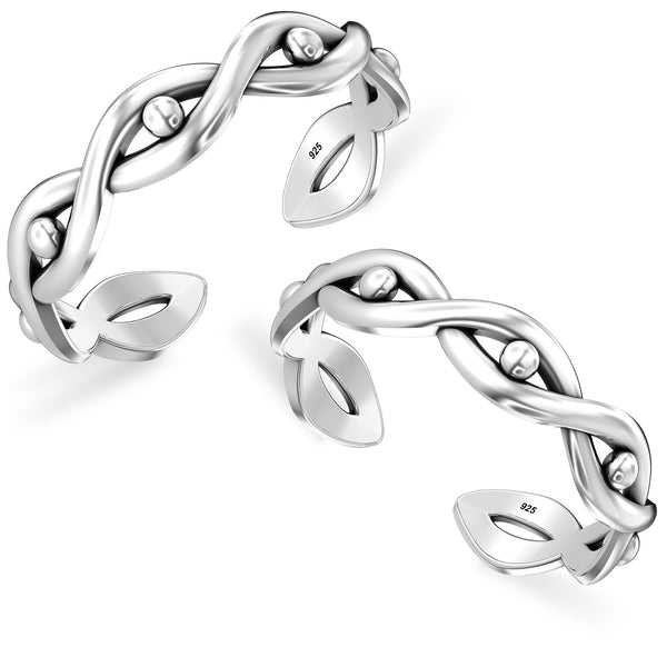925 Sterling Silver Oxidized Infity Toe Ring for Women
