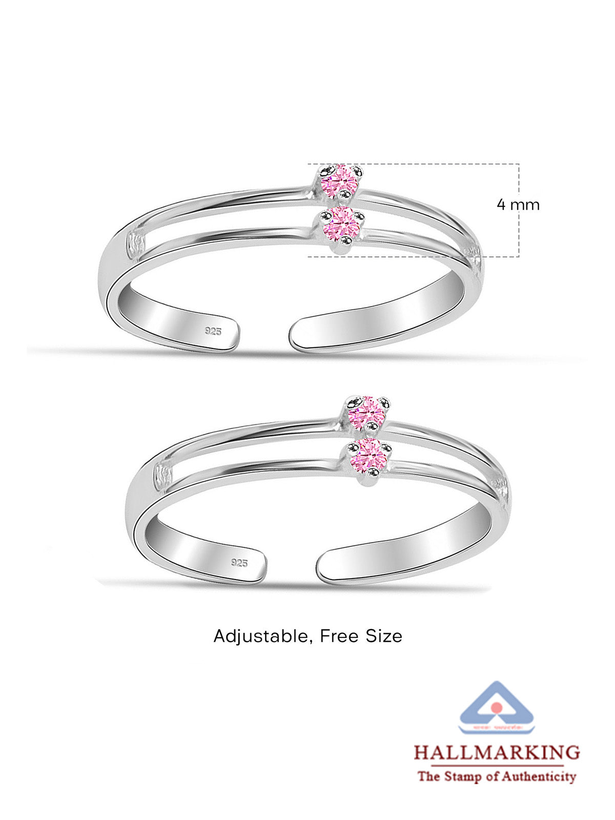 Rosette Pink CZ Women's Toe Ring