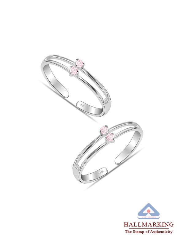 Pink CZ Adjustable Toe Ring