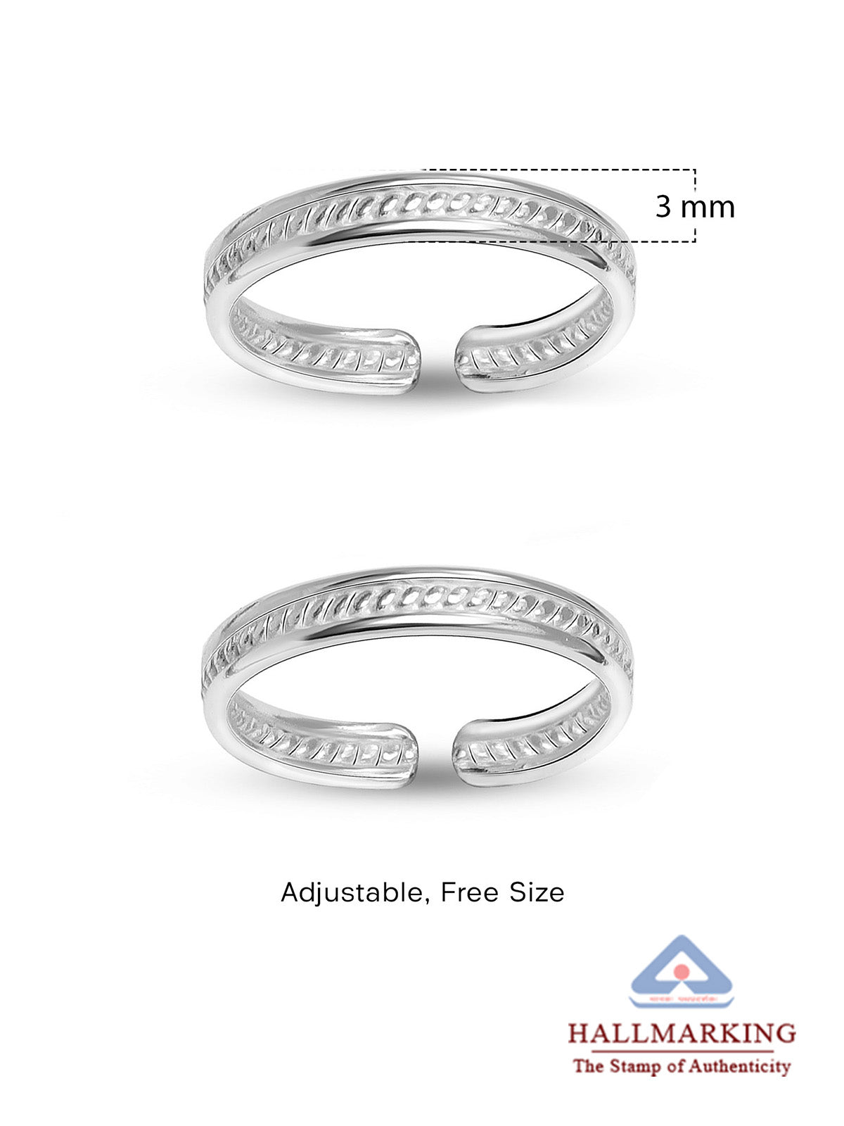 Costiera Ribbed Band Women's Toe Ring