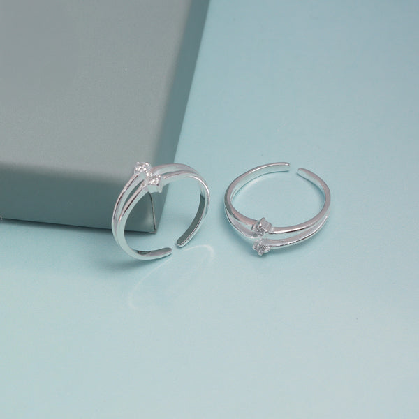 925 Sterling Silver Double CZ Toe Ring for Women