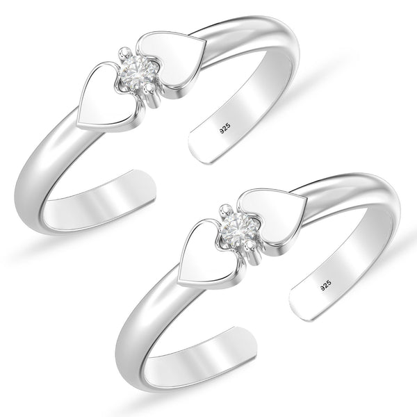 925 Sterling Silver Double Heart Toe Ring for Women