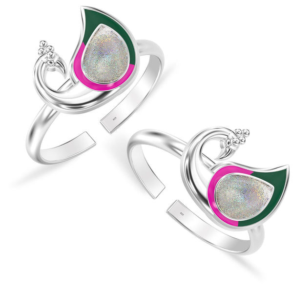 925 Sterling Silver Peacock Toe Ring for Women