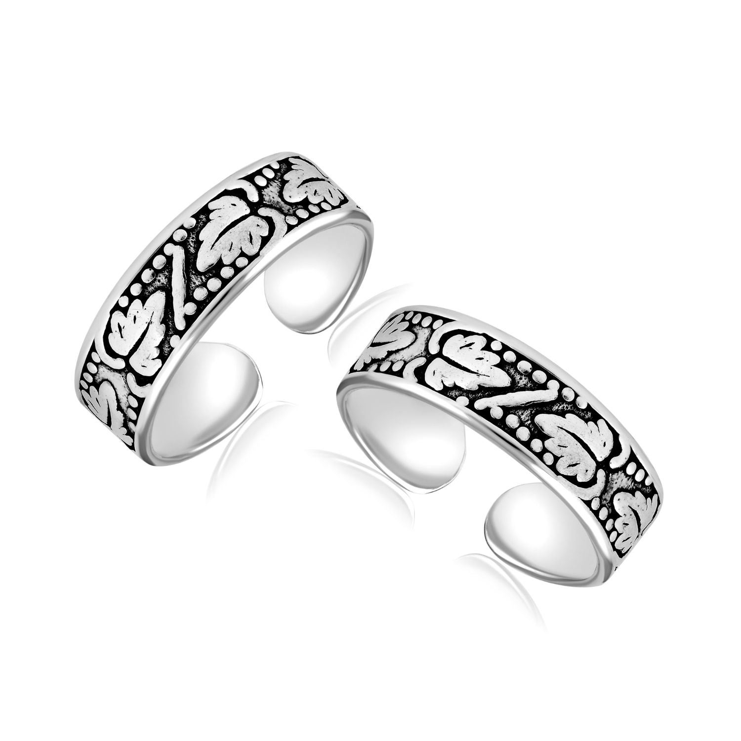 925 Sterling Silver Leaves and Dot Design Toe Ring for Women