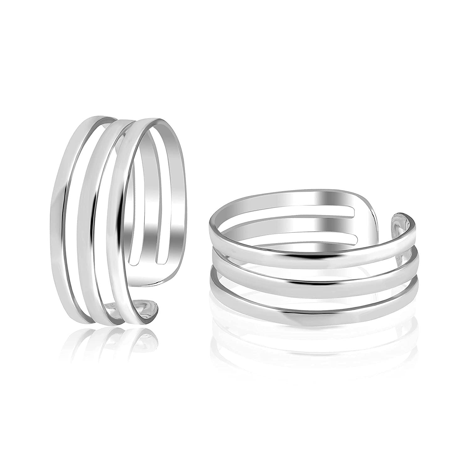 925 Sterling Silver Cut Work Toe Ring for Women